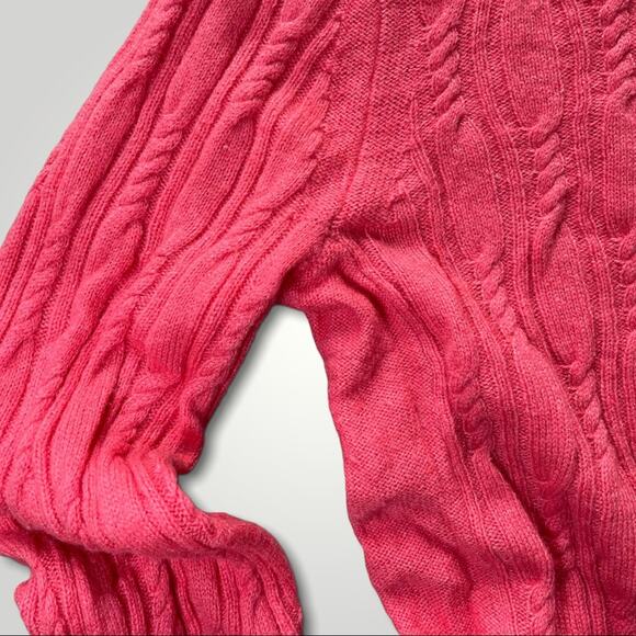 BANANA REPUBLIC PREPPY CABLE KNIT CREW WOOL BLEND SWEATER ORANGE RED SMALL - Picture 3 of 6